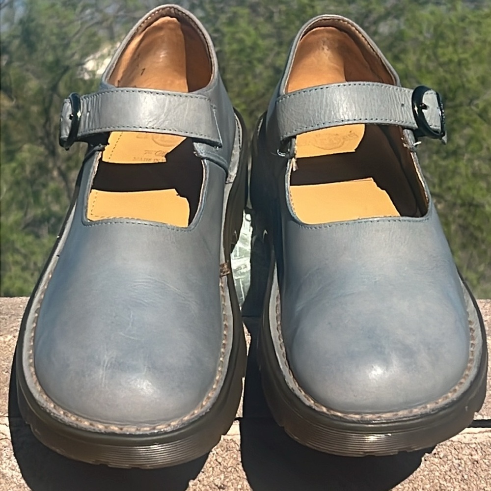 🏴 Blue Gray Vintage MIE Dr. Martens Chunky Mary Jane UK 7 EC❣️ - Picture 5 of 17